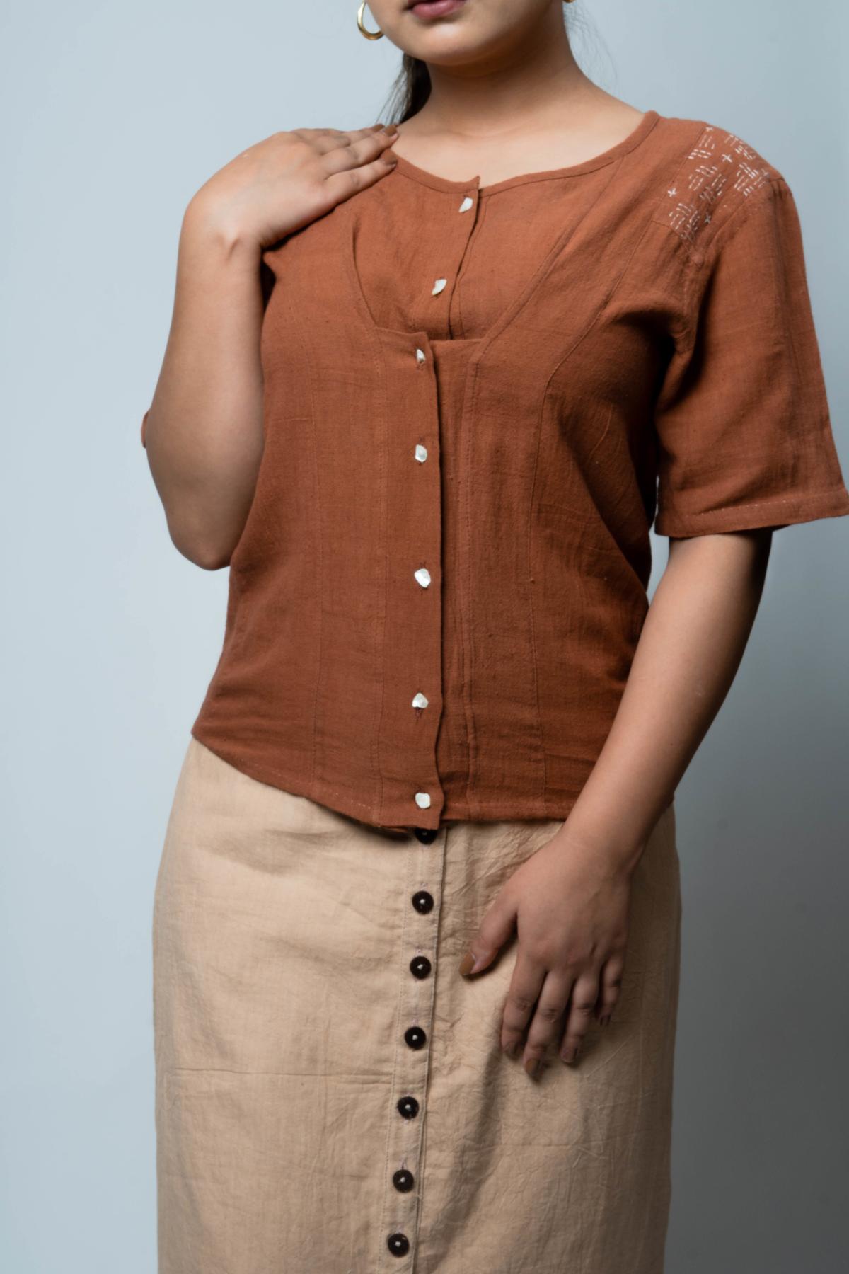 Buy Designer Flap Placket Kantha Top By Lafaani